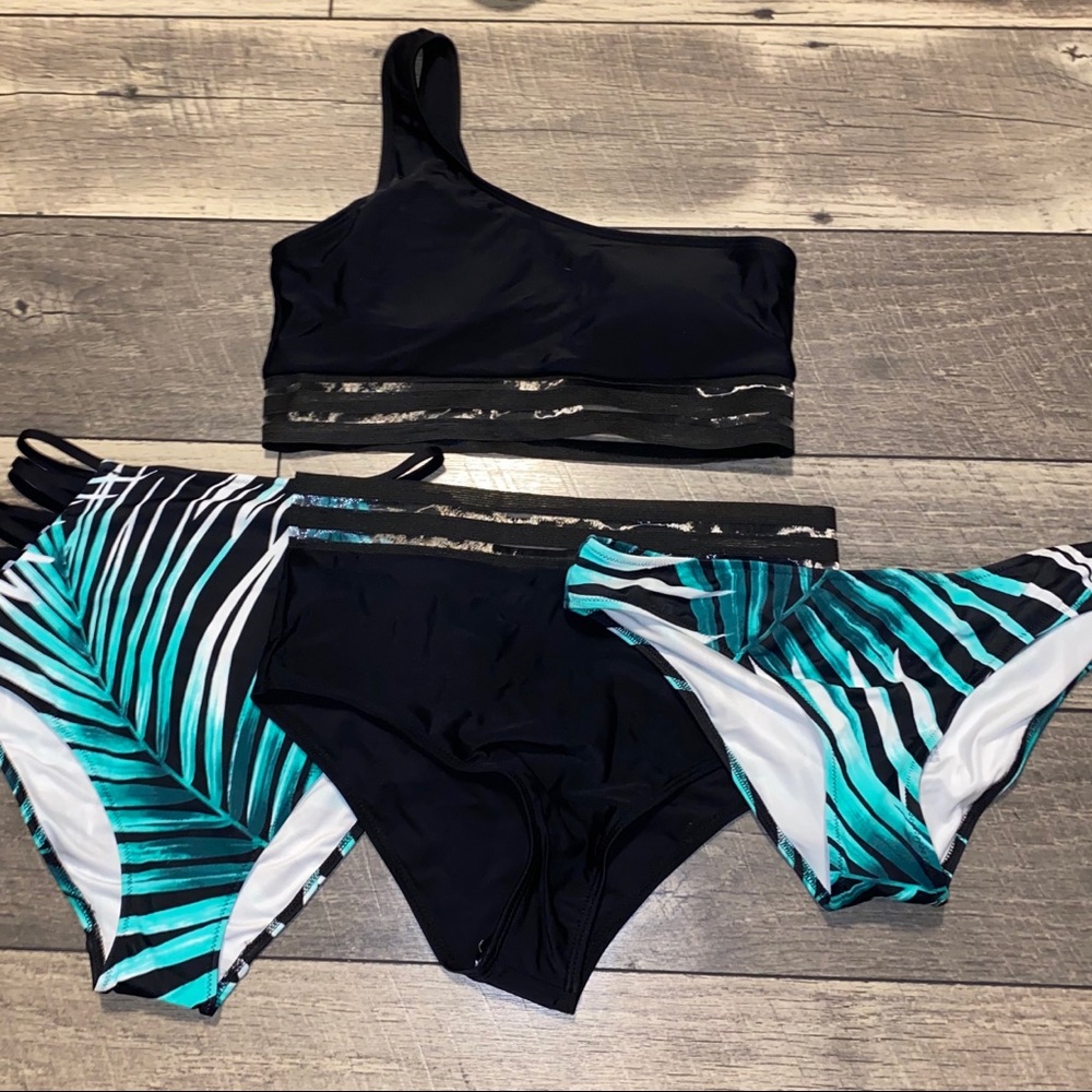 Black and Teal Bikini Set
